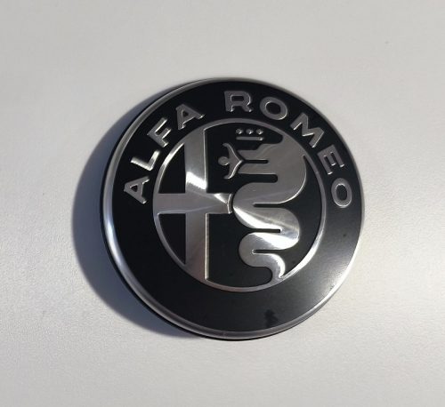 Motorháztető, hűtőrács embléma ALFA ROMEO 74MM FEKETE NEW